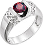 14K Gold Natural Mozambique Garnet Solitaire Ring – 7 mm Round - White Gold