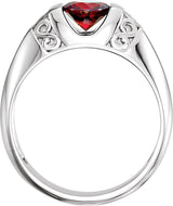 Platinum Natural Mozambique Garnet Solitaire Ring – 7 mm Round - view 2