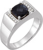 Platinum Natural Black Onyx Accented Ring – 1/10 CTW