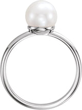 14K Gold Cultured White Freshwater Pearl Freshwater Pearl Ring - White Gold - view 2