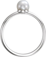 Platinum Cultured White Freshwater Pearl Freshwater Pearl Ring - view 2