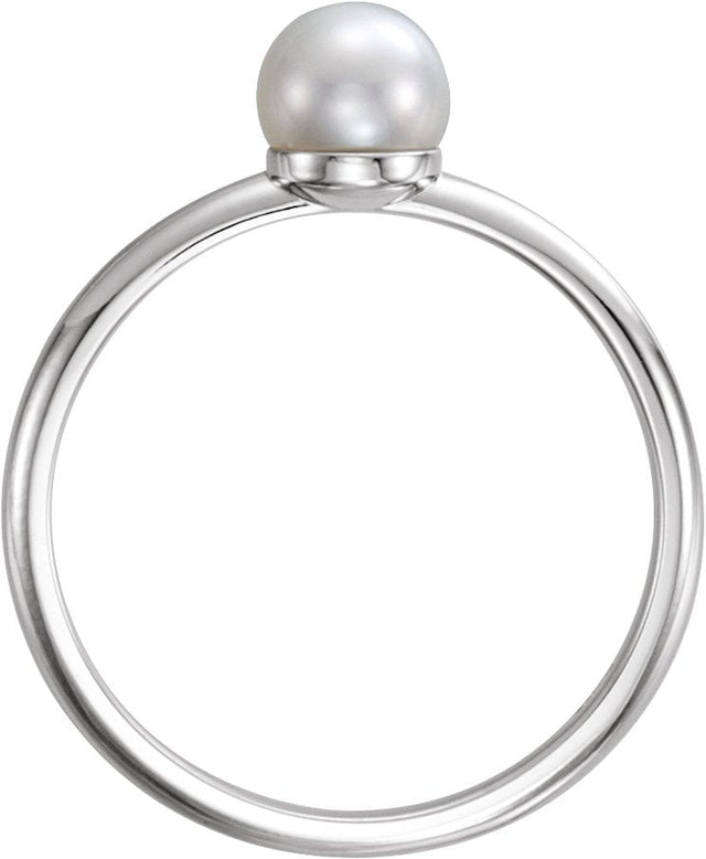 Platinum Cultured White Freshwater Pearl Freshwater Pearl Ring - view 2