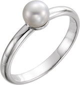 14K Gold Cultured White Freshwater Pearl Freshwater Pearl Ring - White Gold
