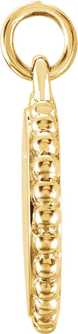 14K Gold Engravable Beaded Disc Necklace or Pendant - Yellow Gold - view 5