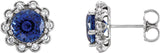14K Gold Lab-Grown Blue Sapphire & Natural Diamond Round 4-Prong Halo-Style Earrings – 5-6.5mm Stones - White Gold