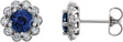 Platinum Lab-Grown Blue Sapphire & Natural Diamond Round 4-Prong Halo-Style Earrings