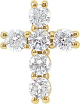 14K Gold Round Lab-Grown Diamond Cross Necklace or Pendant – up to 9/10 CTW - Yellow Gold