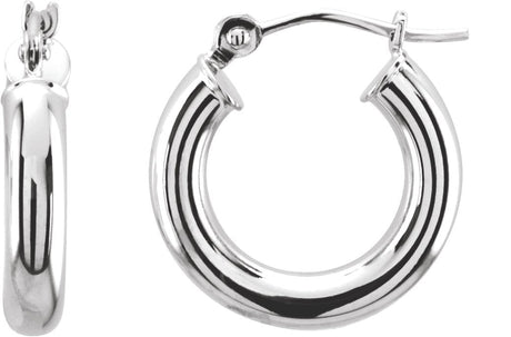 14K Gold Tube Hoop Earrings II - White Gold
