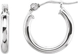 14K Gold Tube Hoop Earrings - White Gold