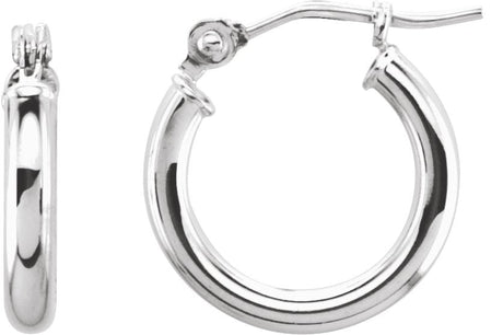 14K Gold Tube Hoop Earrings - White Gold