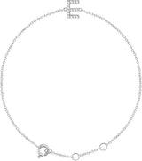 14K Gold Round Natural Diamond Initial Bracelet - White Gold