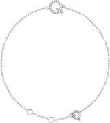 14K Gold Round Natural Diamond Initial Bracelet - White Gold