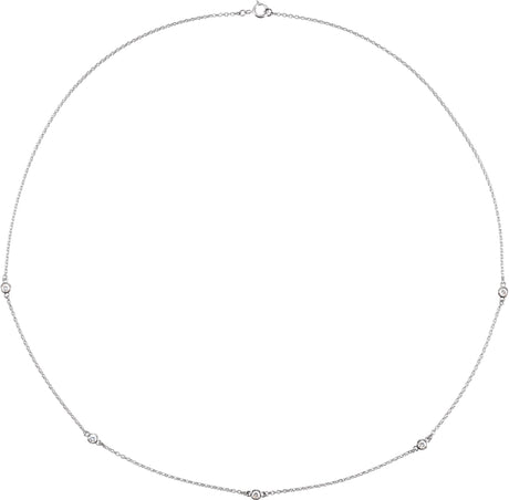 14K Gold Lab-Grown Diamond Bezel-Set Station Necklace - White Gold