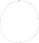 14K Gold Natural Diamond Bezel-Set Station Necklace - White Gold