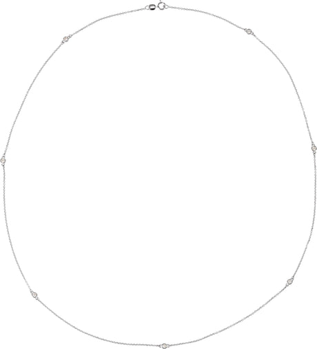 14K Gold Lab-Grown Diamond Bezel-Set Station Necklace - White Gold