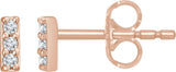 14K Gold Round Natural Diamond Bar Earrings II - Rose Gold