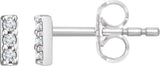 14K Gold Round Lab-Grown Diamond Bar Earrings – 1.2mm Stones - White Gold