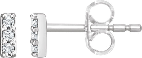 14K Gold Round Lab-Grown Diamond Bar Earrings – 1.2mm Stones - White Gold
