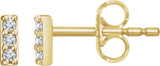 14K Gold Round Natural Diamond Bar Earrings II - Yellow Gold