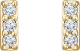 14K Gold Round Lab-Grown Diamond Bar Earrings – 1.2mm Stones - Yellow Gold - view 2