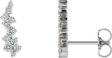 Platinum Round Natural Diamond Accented Ear Climbers II