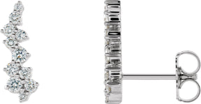 Platinum Round Natural Diamond Accented Ear Climbers II