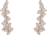 14K Gold Round Natural Diamond Accented Ear Climbers II - Rose Gold - view 2