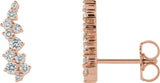 14K Gold Round Natural Diamond Accented Ear Climbers II - Rose Gold