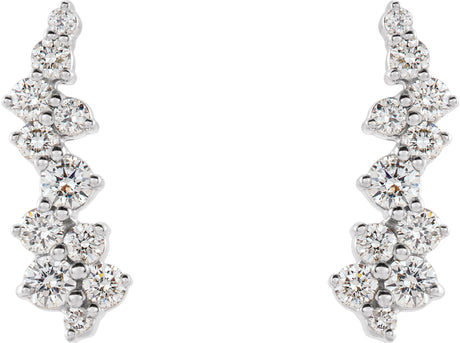 Platinum Round Natural Diamond Accented Ear Climbers II - view 2