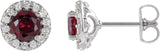 14K Gold Lab-Grown Ruby Round 4-Prong Halo-Style Earrings – 3-8mm Stones - White Gold