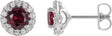 Platinum Lab-Grown Ruby Round 4-Prong Halo-Style Earrings – 3-8mm Stones