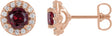 14K Gold Lab-Grown Ruby Round 4-Prong Halo-Style Earrings – 3-8mm Stones - Rose Gold