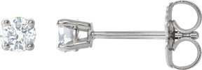 Platinum Natural Diamond Round 4-Prong Lightweight Stud Earrings