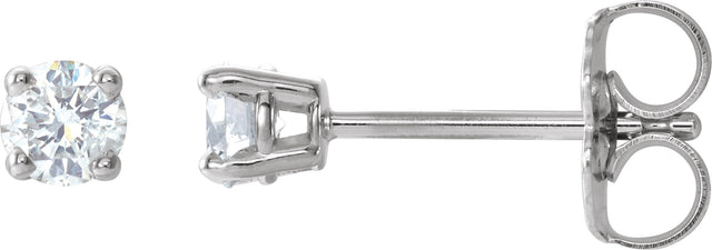 Platinum Natural Diamond Round 4-Prong Lightweight Stud Earrings