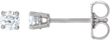 Platinum Natural Diamond Round 4-Prong Lightweight Stud Earrings