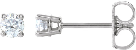 Platinum Natural Diamond Round 4-Prong Lightweight Stud Earrings