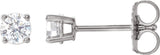 Platinum Natural Diamond Round 4-Prong Lightweight Stud Earrings