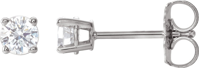 Platinum Natural Diamond Round 4-Prong Lightweight Stud Earrings