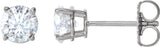 14K Gold Natural White Sapphire Round 4-Prong Lightweight Stud Earrings - White Gold
