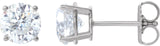 Platinum Lab-Grown Moissanite Round 4-Prong Lightweight Stud Earrings