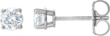 Platinum Natural Diamond Round 4-Prong Lightweight Stud Earrings