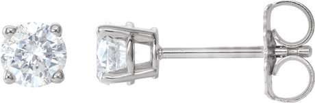Platinum Natural Diamond Round 4-Prong Lightweight Stud Earrings