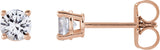 14K Gold Lab-Grown Moissanite Round 4-Prong Lightweight Stud Earrings - Rose Gold