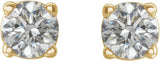 14K Gold Natural Diamond Round 4-Prong Lightweight Stud Earrings – 3-6.3mm Stones - Yellow Gold - view 2