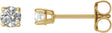 14K Gold Natural Diamond Round 4-Prong Lightweight Stud Earrings – 3-6.3mm Stones - Yellow Gold