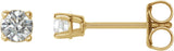 14K Gold Natural Diamond Round 4-Prong Lightweight Stud Earrings – 3-6.3mm Stones - Yellow Gold