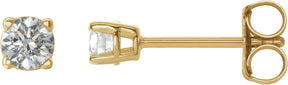 14K Gold Natural Diamond Round 4-Prong Lightweight Stud Earrings – 3-6.3mm Stones - Yellow Gold