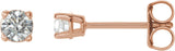 14K Gold Natural Diamond Round 4-Prong Lightweight Stud Earrings – 3-6.3mm Stones - Rose Gold