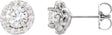 Platinum Natural Diamond Round 4-Prong Halo-Style Earrings – 4-6mm Stones