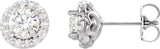 Platinum Natural Diamond Round 4-Prong Halo-Style Earrings – 4-6mm Stones